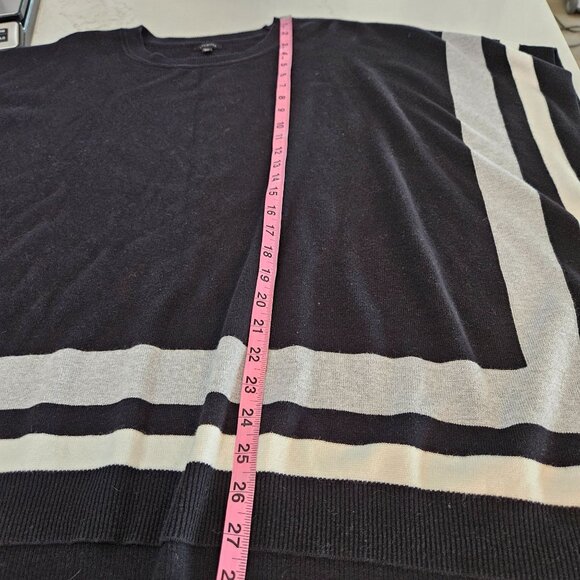 Talbots Black & White Stripe Crewneck Poncho Sweater Medium Large - Picture 7 of 8